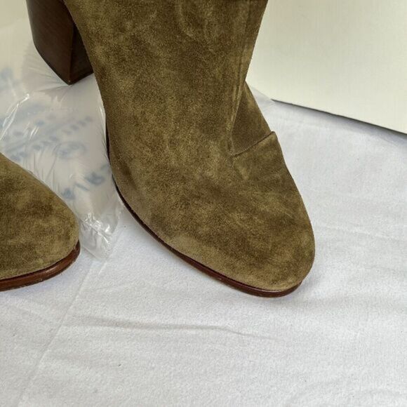 Rag & Bone Suede Ankle Bootie Boot Size 9 Green Chunky Heel Back‎ Zip Bohemian - Picture 4 of 16